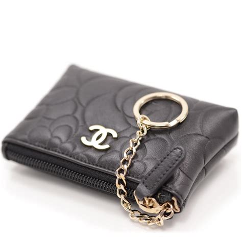 chanel camellia key holder price|CHANEL Camellia Embossed Key Holder Case Black.